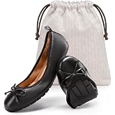 DREAM PAIRS Women's Foldable Bowknot Ballet Flats | Light Weight, Slip-On Dress Shoes, Round Toe, Offer all-day comfort for long walking, standing, dancing