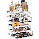 Sorbus Acrylic Makeup Organizer Set, 7-Drawer Vanity & Countertop Cosmetic Storage with Small & Wide Compartments, CLear Makeup Storage for Brushes, Jewelry – Holiday Gift for Women & Teens