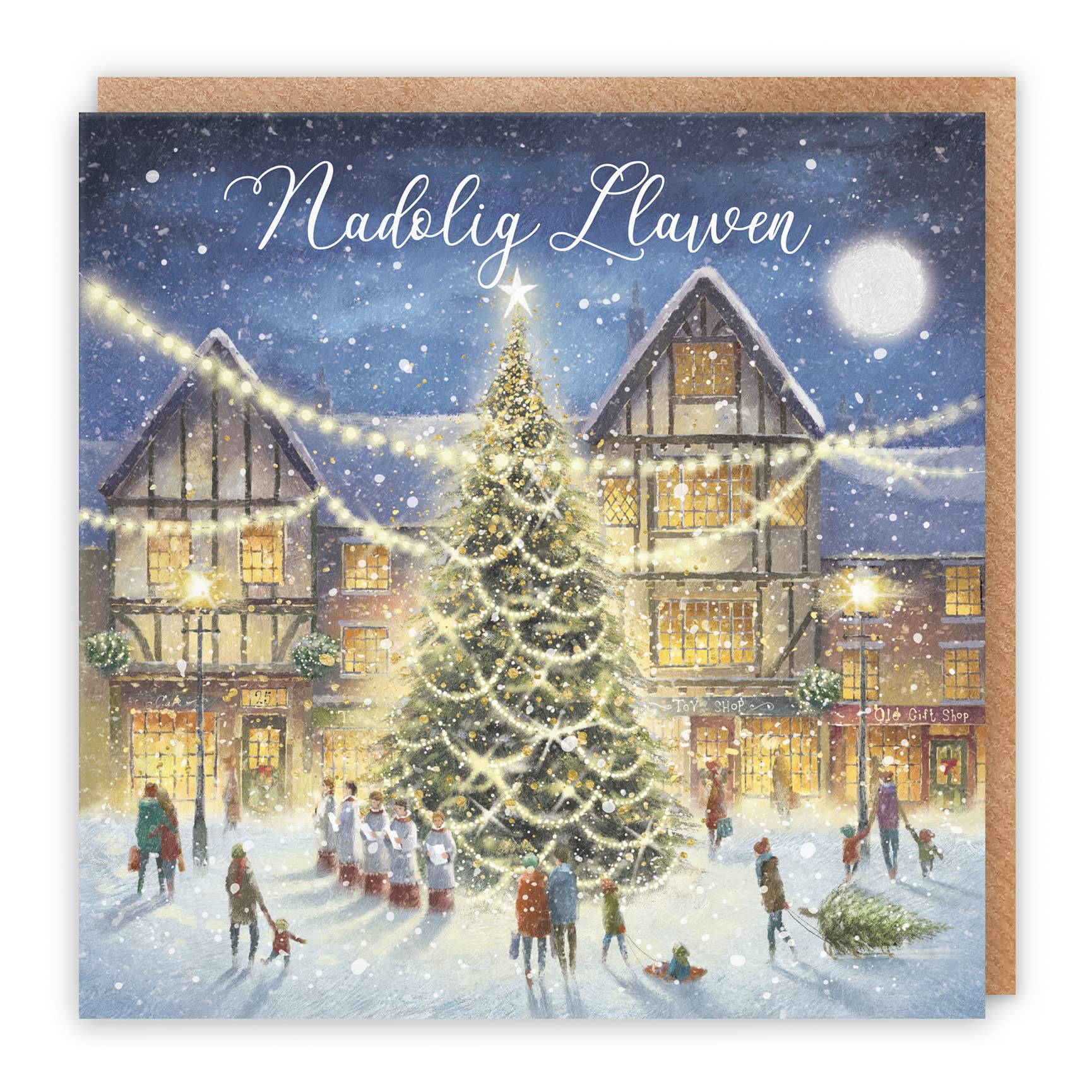 Hunts England - Individual Welsh Christmas Card For Men Or Women - Nadolig Llawen - 'Christmas Eve' - Milo's Gallery Collection - Welsh Christmas Card