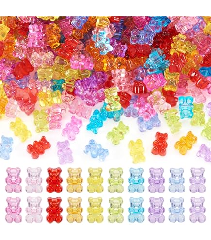 100pcs Clear Acrylic Teddy Bear Beads - Colorful Animal Beads For Bracelet Making, DIY Jewelry Craft Supplies
