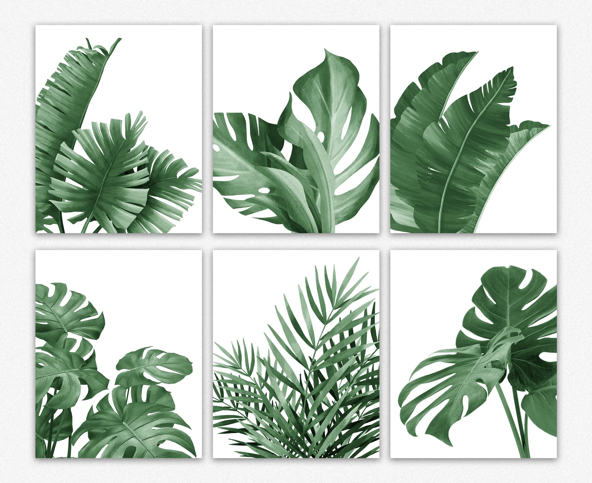 Tropical Leaves Kitchen Wall Decor - Tropical Wall Art Living Room Decor/Leaf Wall Decor, Room Decor & Farmhouse Decor/Green Wall Decor Living Room/Kitchen Vintage Decor (8 x 10, Green)