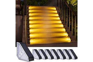 KINKAI Solar Step Lights for Outside, 8 Pack Triangle Stair Light Outdoor Waterproof Deck Lighting for Garden, Patio, Yard, Front Door, Porch Decor (Warm Light)
