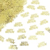 Gold Happy Birthday Confetti, Table Paper Scatter Golden Birthday Decorations for Party (0.03 lbs)