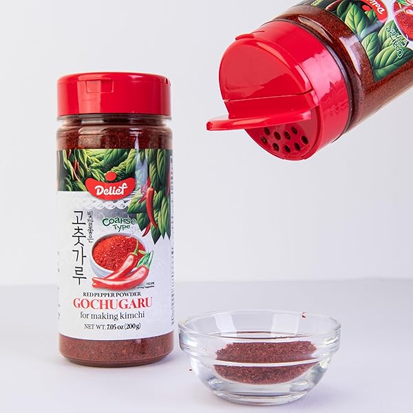 DELIEF RED PEPPER CHILLI POWDER – 100% GOCHUGARU FLAKES, AUTHENTIC MEDIUM GRIND FOR KIMCHI & SPICY DISHES, 7.05OZ (200G) 1 PACK