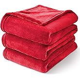 BEDELITE Fleece Blanket Red Full Blankets for Couch & Bed, Luxury Plush Cozy Fuzzy Blanket 84" x 90", Super Soft Warm Lightweight Throw Blanket for Travel Camping