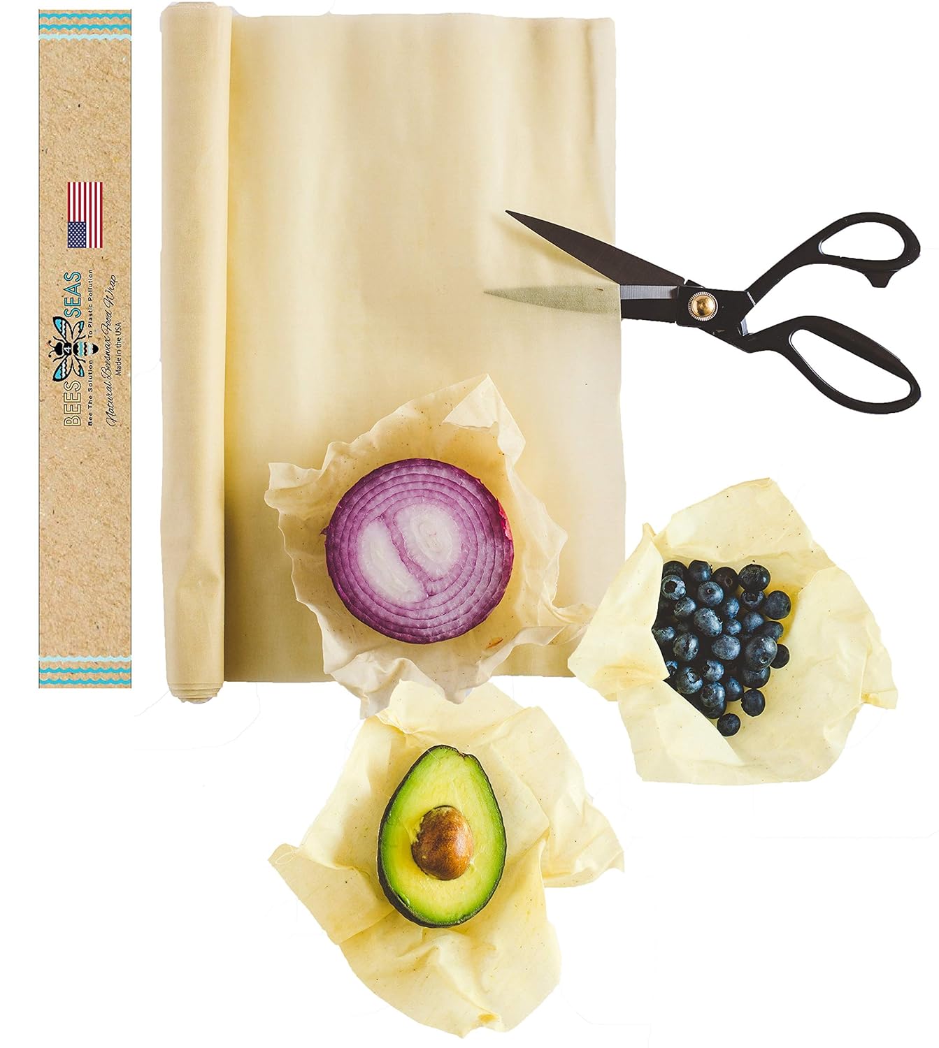 Buy Bees4Seas Beeswax Food Wrap Roll 36"x14"Made In USA. EcoFriendly