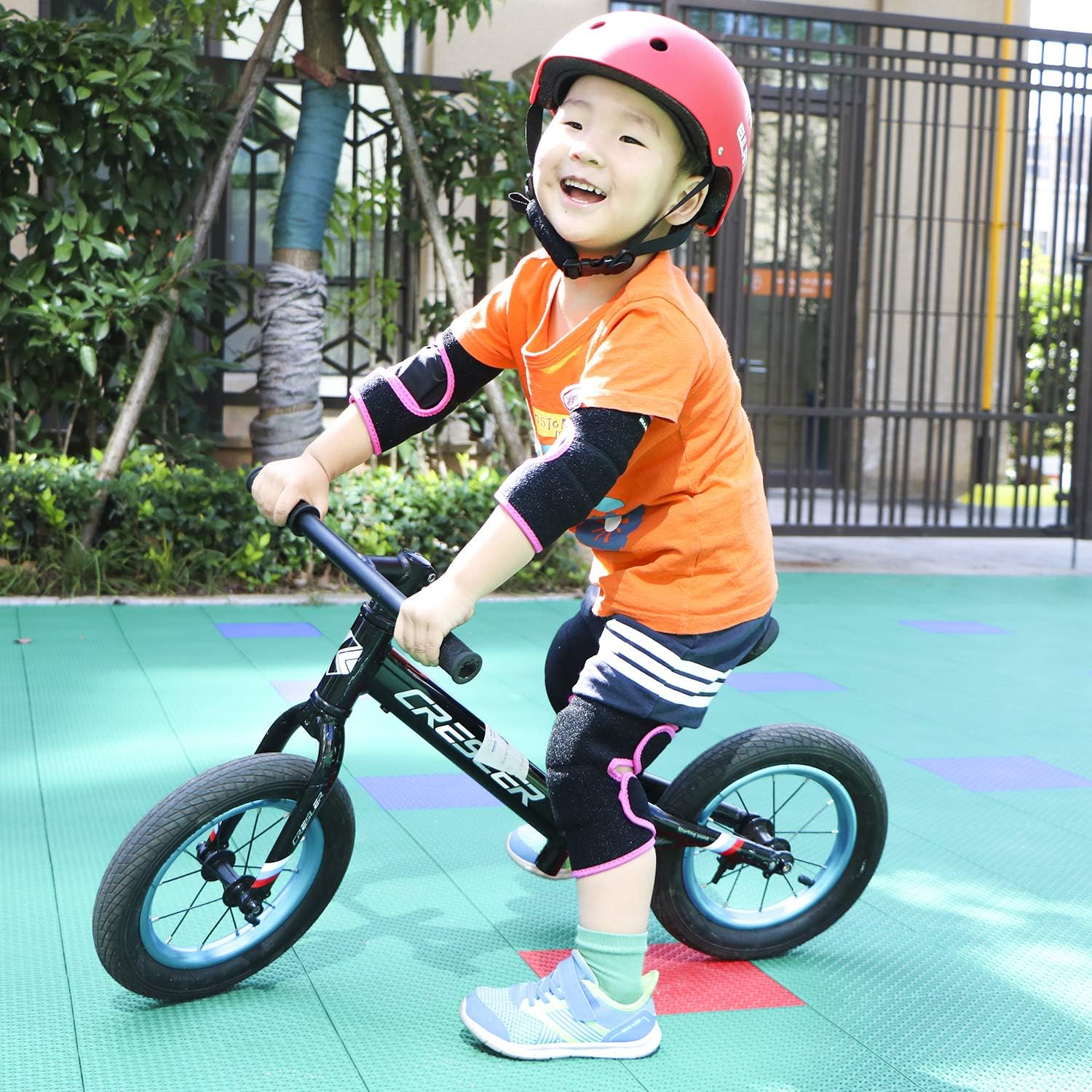 Sborter Adjustable Soft Elbow Pads and Knee Pads for Kids, Child Protective Pad Sets for Bicycle Roller Skating Basketball Football Volleyball Dancing Kneeling, Black L : Sports & Outdoors