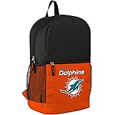 FOCO NFL Officially Licensed Football Team Color Primary Logo 2 Tone Big Logo Color Block School Bag Travel Backpack - Miami Dolphins