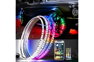 AddSafety Wheel Ring Lights RGBW Pure White Chasing Color 17inch Single Row Wheel Rim Lights Car Tire Lights w/Turn Signal and Braking Function fit for Car Pickup Vehicle Offroad -4PCS