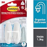 Command Bath Designer Hooks, Water Resistant - 2 Medium Hooks, White view 2