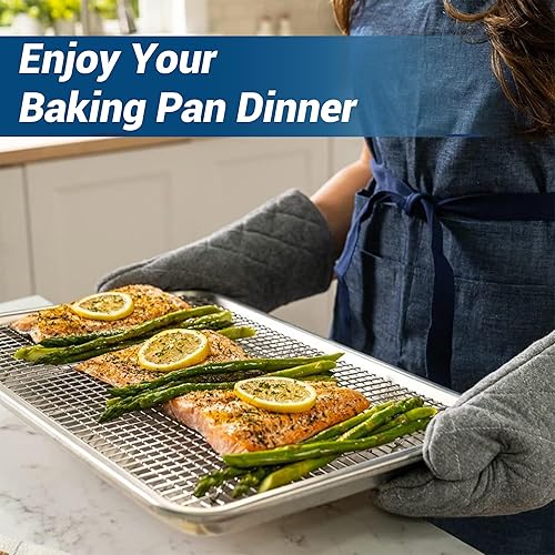 STEELUS Baking Sheet with Rack Set (3 Pans Racks), Smooth