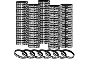 Arrowbash 50 Pcs Jesus Loves You Silicone Wristbands Christian Motivational Rubber Bracelets Religious Inspirational Bracelet Church Gifts for Men Women Party Favors Novelty Jewelry(Black)