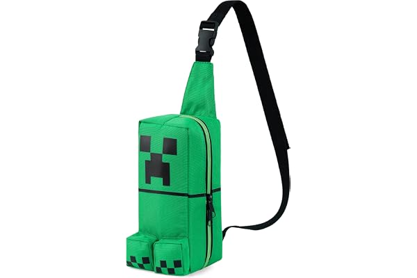 Minecraft Crossbody Bag for Kids Teens Creeper Sling Chest Bag for Travel with Adjustable Strap Gamer Gifts for Boys