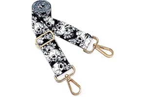 Dsigo Purse Strap, 1.5" Wide Gold Alloy Buckle Floral Printing Crossbody Shoulder Strap for Bag Handbag Crossbody Bags