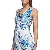 Eliza J Womens Midi Style Printed Knit Sleeveless Vneck Floral Dress