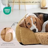 JOEJOY Medium Dog Cat Bed Lamb Fleece Warm Washable Brown 63x53x21cm view 2