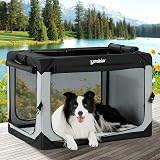 ZOMISIA 36 Inch Collapsible Dog Crate for Large Dogs - Portable Dog Travel Crate Soft Sided with Breathable Mesh Windows, Foldable Dog Kennel for Indoor and Outdoor, Grey