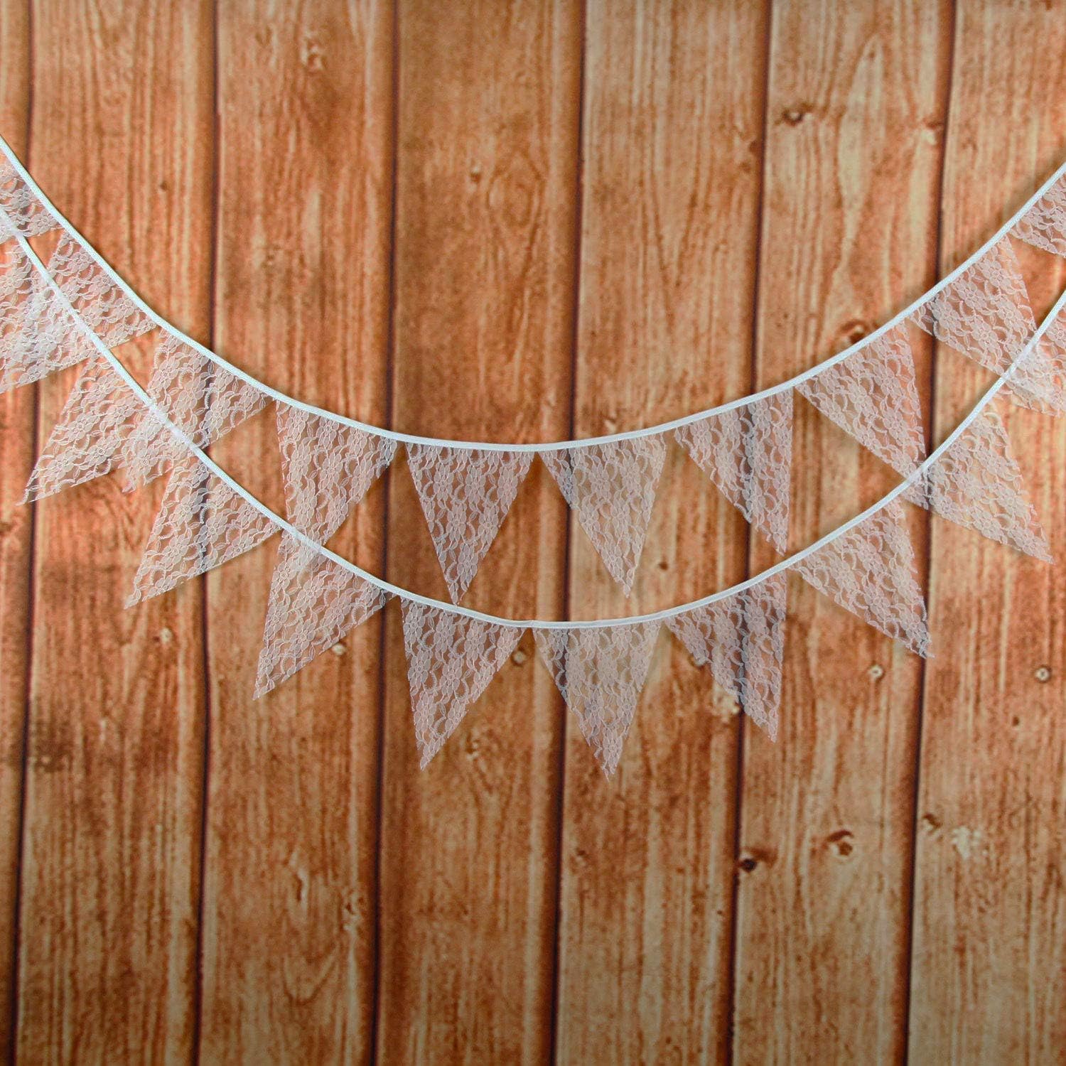 1 Set 4.2 yard Vintage White Full Lace Bunting Wedding Banner Garland Party Hanging Decoration