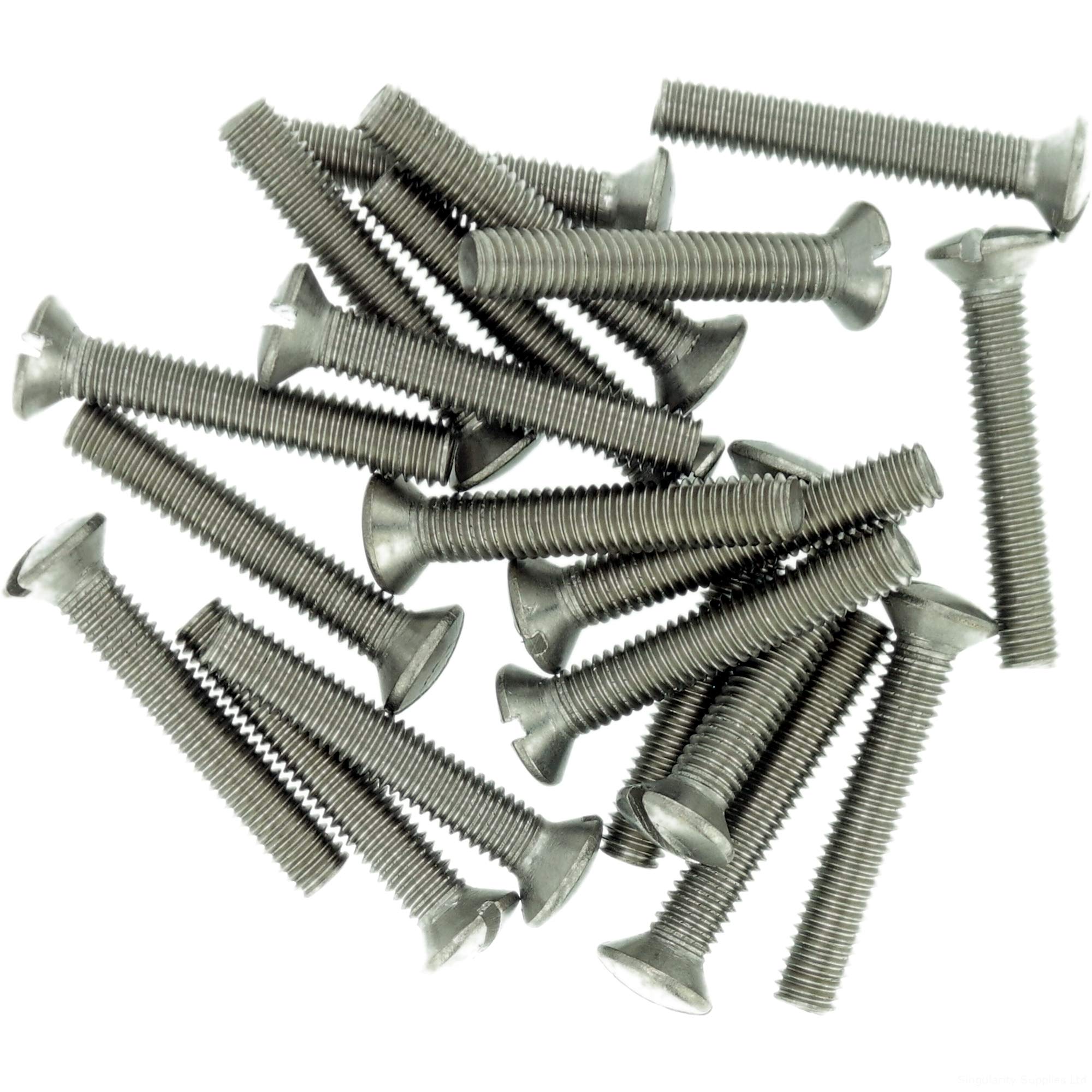 M6 (6mm x 14mm) Slot Raised Countersunk Machine Screw (Bolt) - Stainless Steel (A2) (Pack of 20)