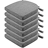 Wellsin Chair Cushions for Dining Chairs 6 Pack - Kitchen Chair Cushions with Ties and Non-Slip Backing - Dining Chair Pads 16"X16"X2", Dark Gray