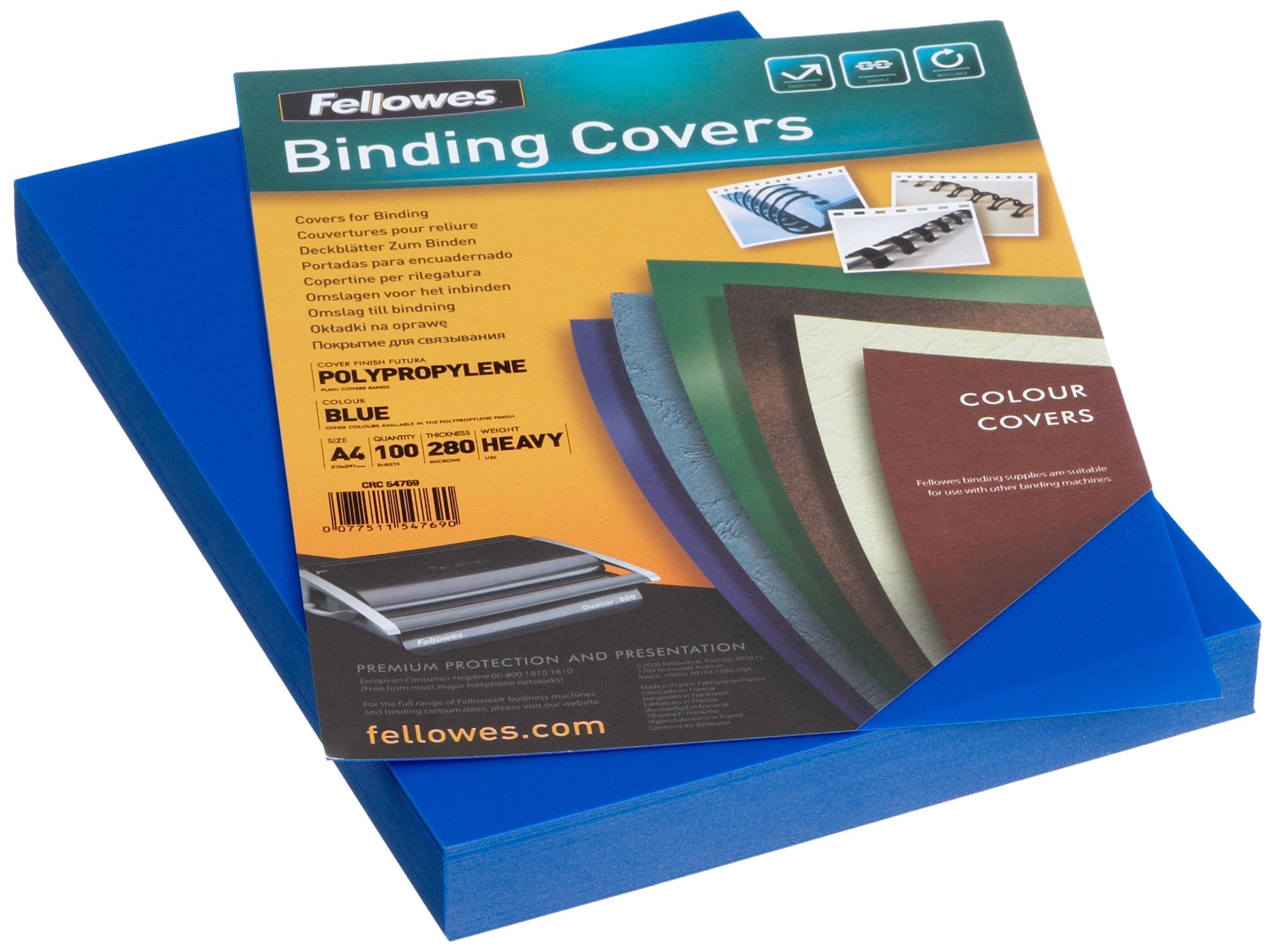 Fellowes Futura 54769 Presentation Binding Covers Polypropylene 280 Micron Blue