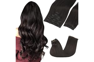 GOO GOO Clip in Hair Extensions Human Hair, 18inch 150g 9Pcs, #2 Dark Brown, Hair extensions for women, Human Hair Extensions