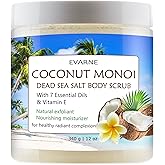 Evarne Coconut Monoi Dead Sea Salt Body Scrub with 7 Essential Oils and Vitamin E