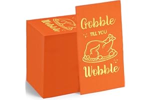 Crtiin 100 Pcs Thanksgiving Napkins Fall Guest Paper Napkins Funny Turkey Foil Napkins Thanksgiving Napkins Disposable Gobble Till You Wobble Cocktail Napkin for Autumn Farmhouse Dinner Supplies