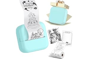 Mandizza Sticker Maker Machine - Pocket Inkless Thermal Printer, M02L Bluetooth Mini Printer with Non-Adhesive Paper, Present for Mother's Day, Birthday, School, Photos, Study Notes, Scrapbook, Green