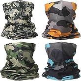 HARFINGTON 4pcs Summer Cooling Neck Gaiter Sun Protection Face Mask Fishing Neck Gaiter Sunscreen Breathable Bandana for Men Women, Camo Q