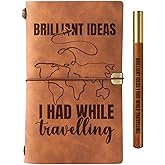 InnoBeta Travel Gifts for Women/men, Leather Journal Notebook with Pen and Pen clip 7.87 x 4.7 Cover, 4 x 7.5 Pages (Inches) - Brilliant Ideas
