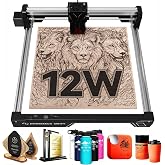 ATOMSTACK Swift 12W Laser Engraver Cutter for Wood &amp; Metal | 12W laser power, 400 mm/s engraving speed, and 0.06 x 0.08 mm point size for precise cuts on wood and metal.