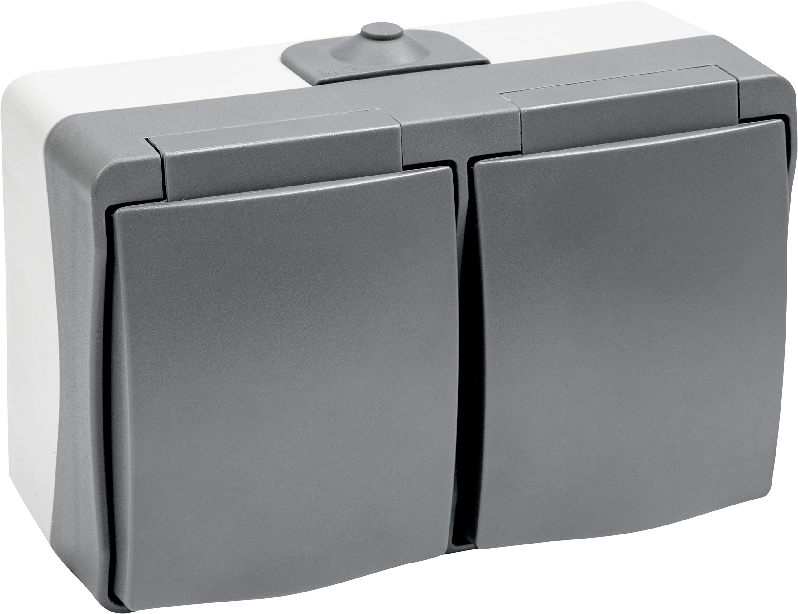 Meister Cave Way Horizontal-Surface-Mounted-IP44 Splash Protection Cable Cross Section 2.5 mm² -Grey/Wet Room Surface-Mounted Socket / 7407020, Gray, 2-fach (waagerecht) — image 1