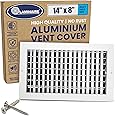 14" x 8" Duct Hole [15.6" x 9.6" Face] Aluminum Single Deflection Adjustable Air Supply Register with Multi-Shutter Damper - High Airflow - HVAC Wall Vent Cover