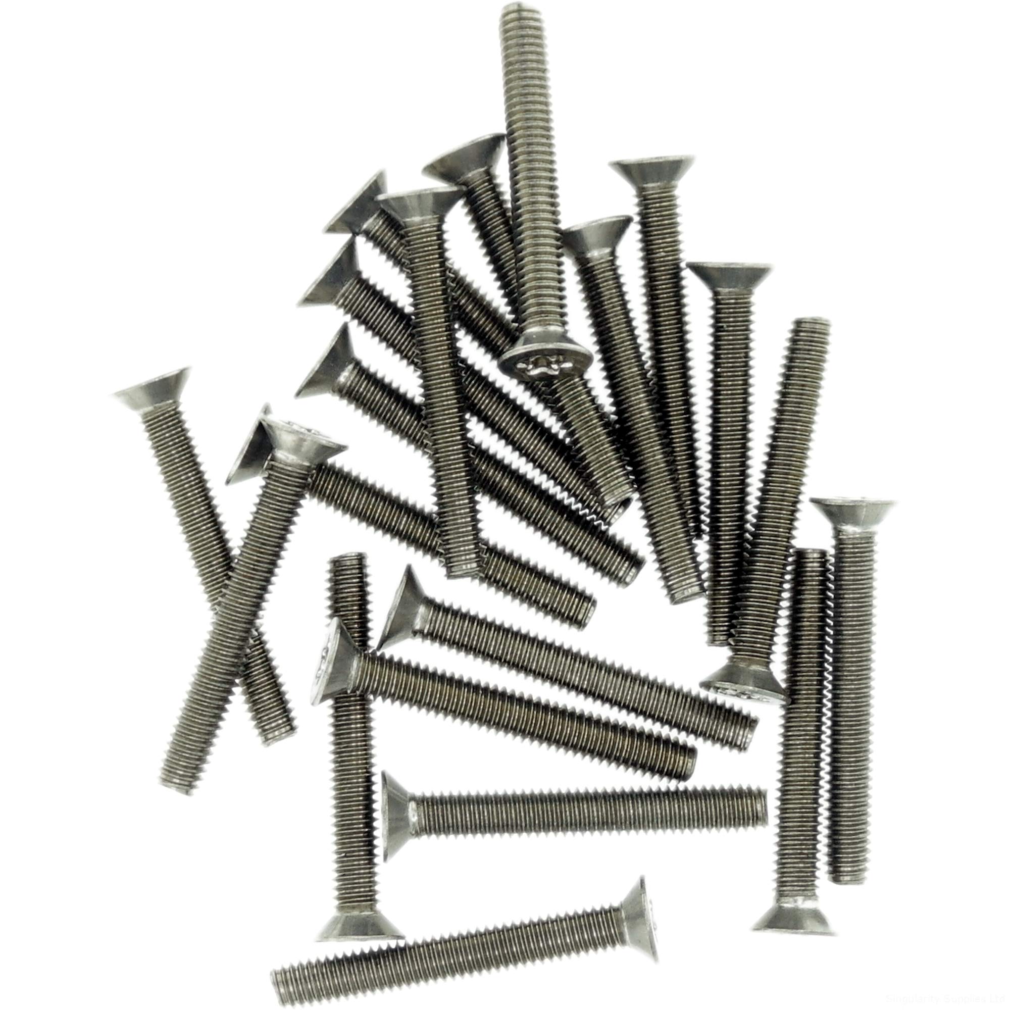 M6 (6mm x 25mm) TX Socket Countersunk Thread Rolling Screw - Stainless Steel (A2) (Pack of 20)