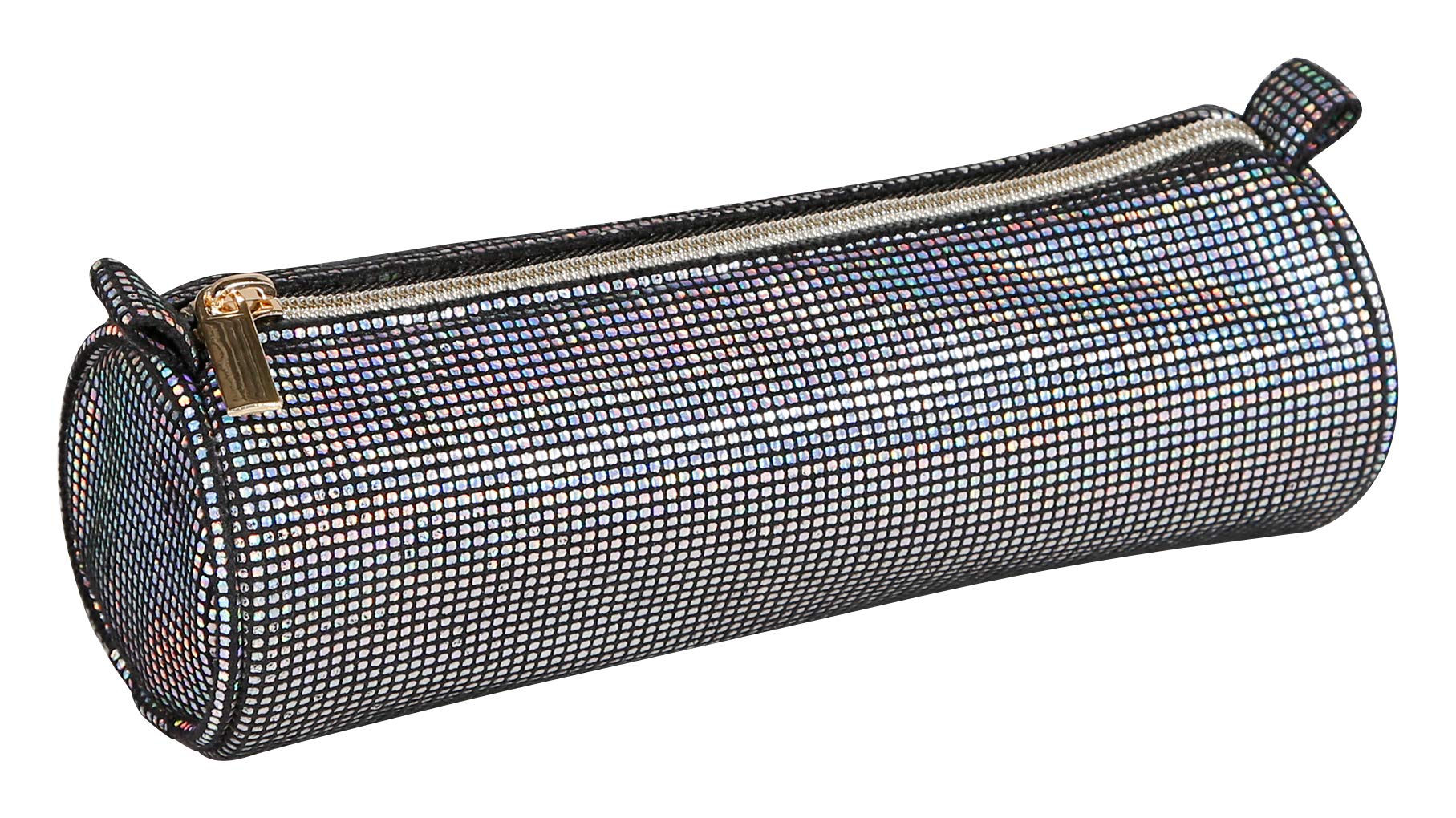 Clairefontaine 420023C - One School Pencil Case Round - Dimensions: 7x22 cm - Disco Black Colour - Multi-Functional - Ecological + Practical - Organisation