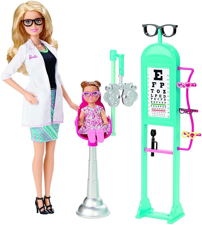 Barbie Mattel CMF42 - Modepuppen, Ich wäre gern, Augenärztin Spielset
