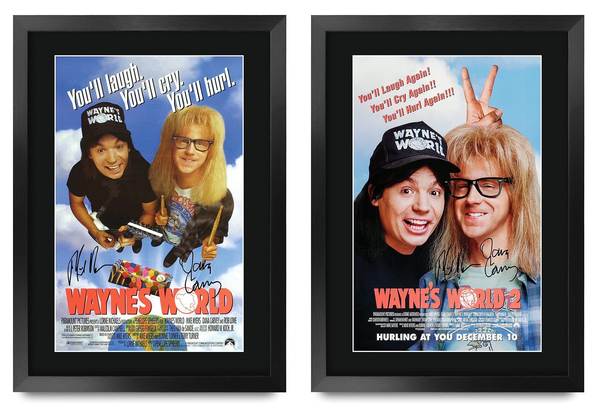 HWC Trading FR A3 Wayne's World Collection x 2 Mike Myers Gifts Printed Poster Signed Autograph Picture for Movie Memorabilia Fans - A3 Framed