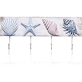 TideAndTales Beach Decor Seashell Wall Hooks Towel Rack for Bathroom, Bedroom or Kitchen | 4 Strong Hooks | Ocean Theme Beach House Decor
