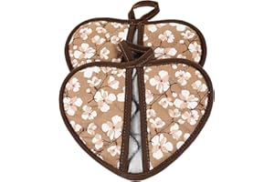 SMASOLO 2pcs Brown Heart-Shaped Heat Resistant Oven Mitts Non-Slip Baking Gloves for Kitchen and Microwave