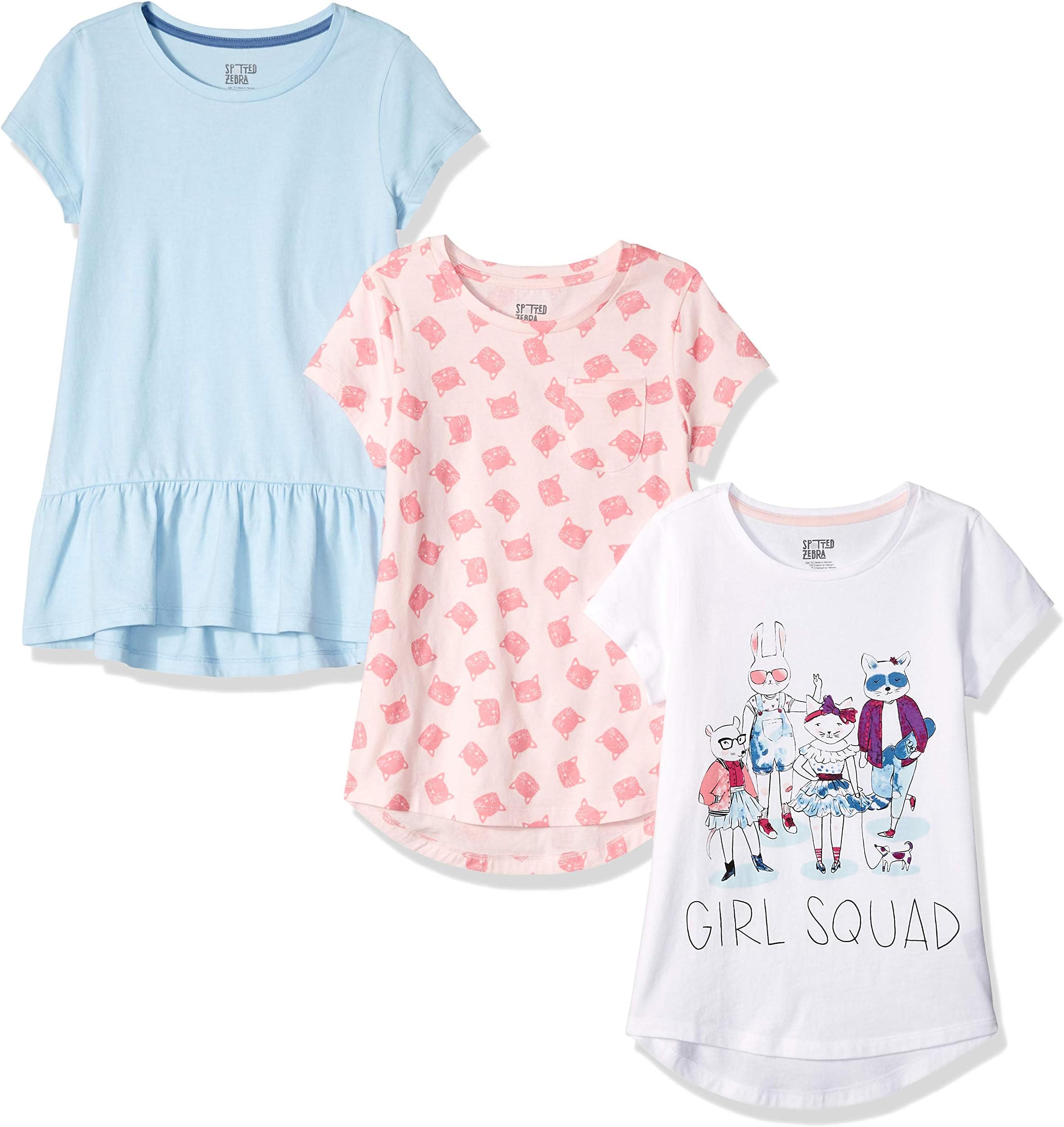 Girls and Toddlers' Short-Sleeve Tunic T-Shirts, Multipacks