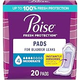Poise Incontinence Pads for Women, 4 Drop, 20 ct