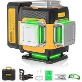 SAVSEC 3x360&deg; Green Laser Level Self-Leveling 12 Lines &plusmn;1/9" Pulse Mode | 5400mAh Rechargeable Battery, Hard Carry Case Included, for Construction Tiling Picture Hanging &amp; DIY Projects