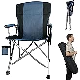 Anmiro Folding Camping Chair with Cup Holder and Storage Bag, Heavy Duty Support 400 LBS, Oversized Collapsible Portable Camping Chair for Outdoor Camp, Picnic, Travel, Fishing Blue