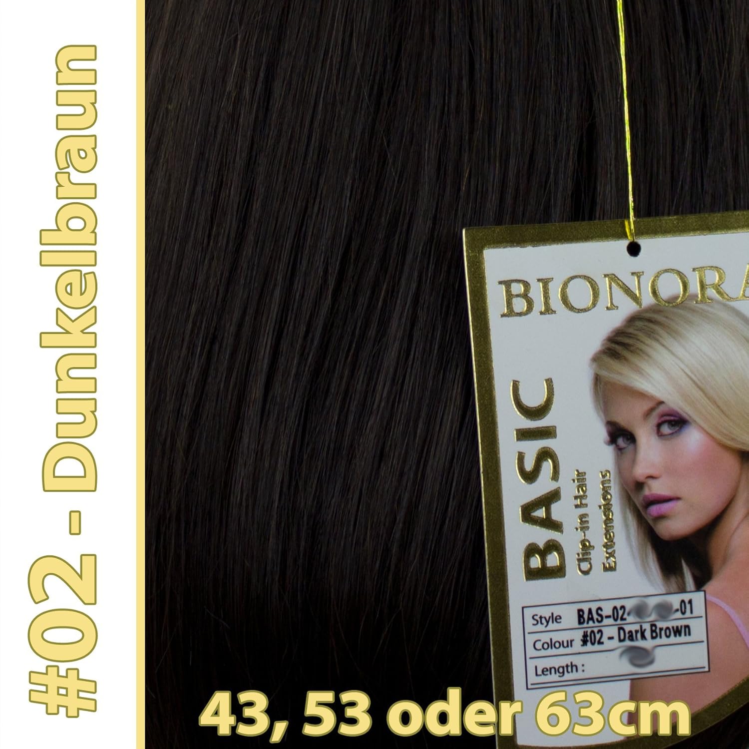 Clip in Haar Extensions mit Echthaar 02 Dunkelbraun in 40cm 50cm od 60cm BASIC von BIONORA Haarverlängerung Amazon Beauty