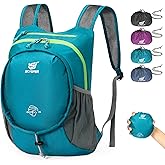 SKYSPER 15L Lightweight Small Hiking Backpack for Women Men, Foldable Travel Daypack, Packable Camping Backpack, Mini Outdoor Hiking Bag (Cyan)