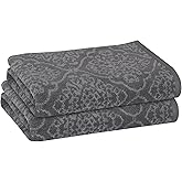 PREMIUS 2 Pack Damask Hand Towel, Bath Towel, and Bath Sheet Towel, 100% Cotton Yarn Dyed, Lux Drying Experience, Great for Hands and Body, Perfect for Spa & Home Use (Gray, Hand Towel)