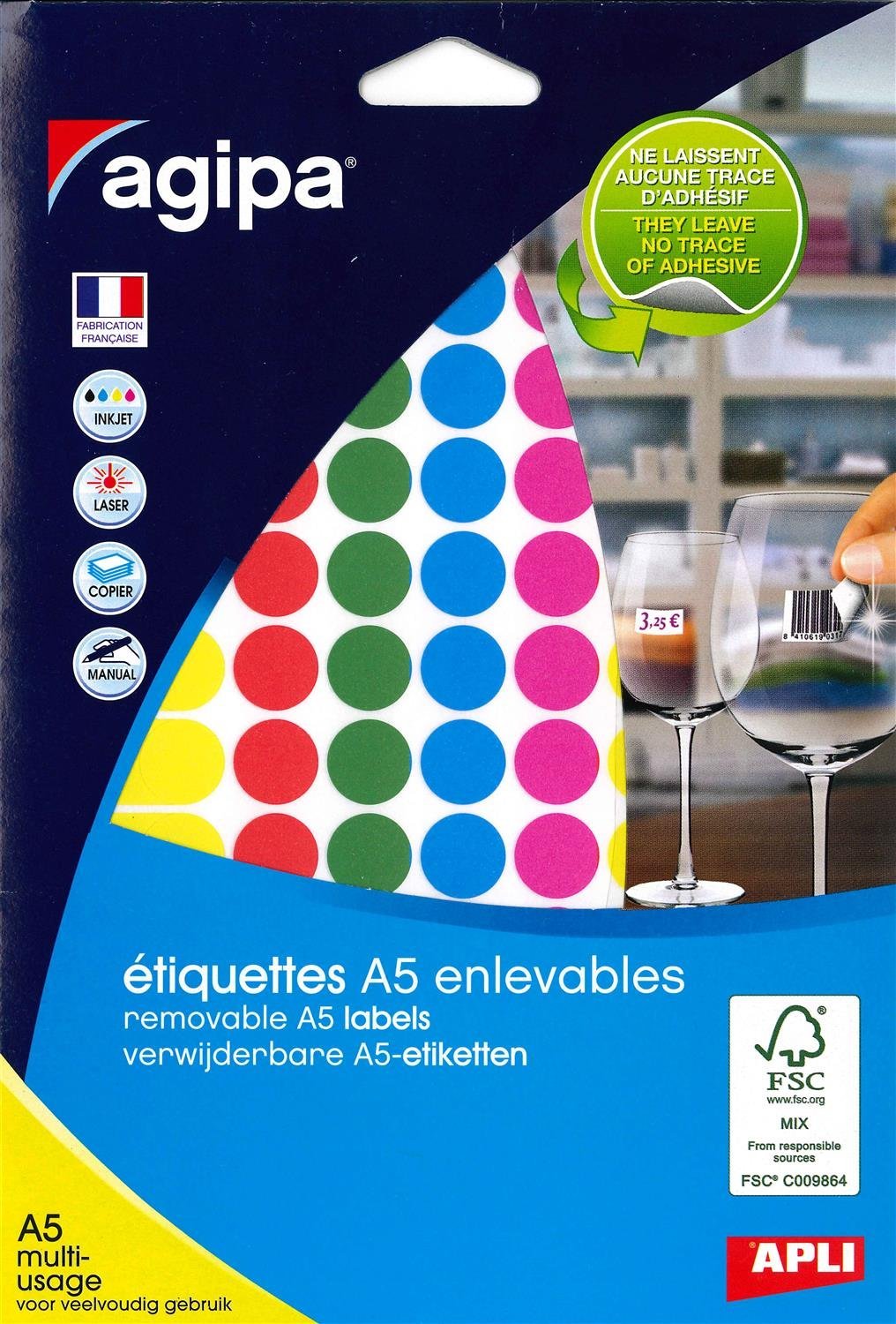 APLI 101826 Case with 576 Multi-Purpose Removable Tablets, Various Colours, Diameter 15 mm