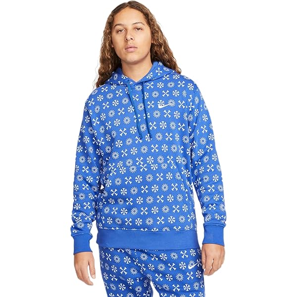 nike club all over print hoodie