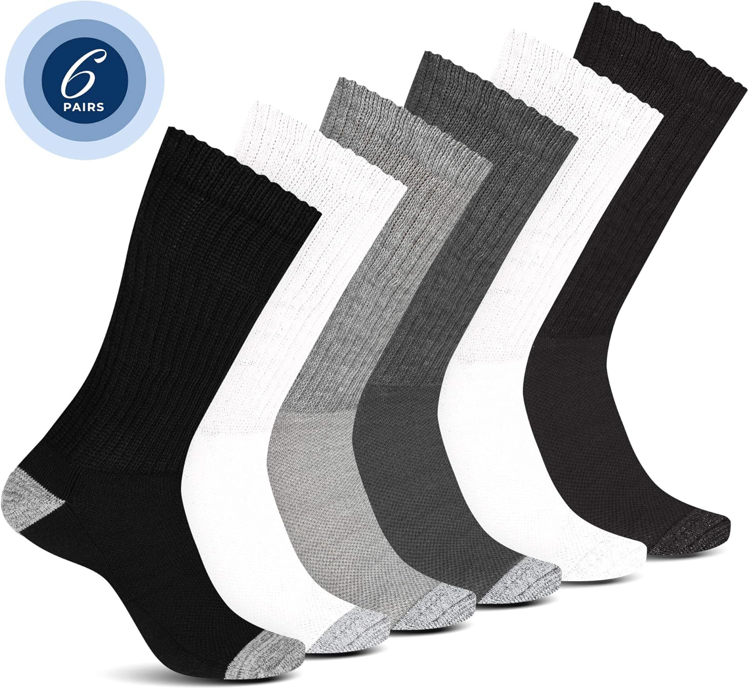 Diabetic Socks Women & Men | Wide Non Binding Edema, Neuropathy Socks (6-pairs): Clothing